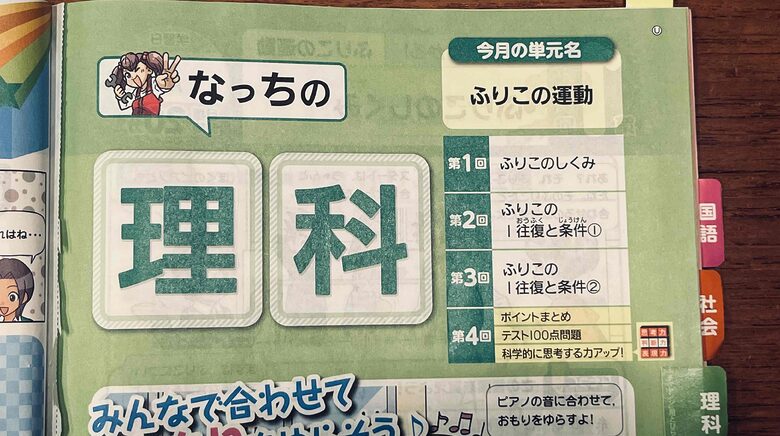 進研ゼミ5年生4月号の理科の内容一覧。